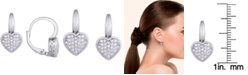 Macy's Diamond 1/4 ct. t.w. Heart Leverback Earrings in Sterling Silver